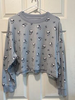 American Eagle Outfitters Light Blue Snoopy Cropped Sweatshirt